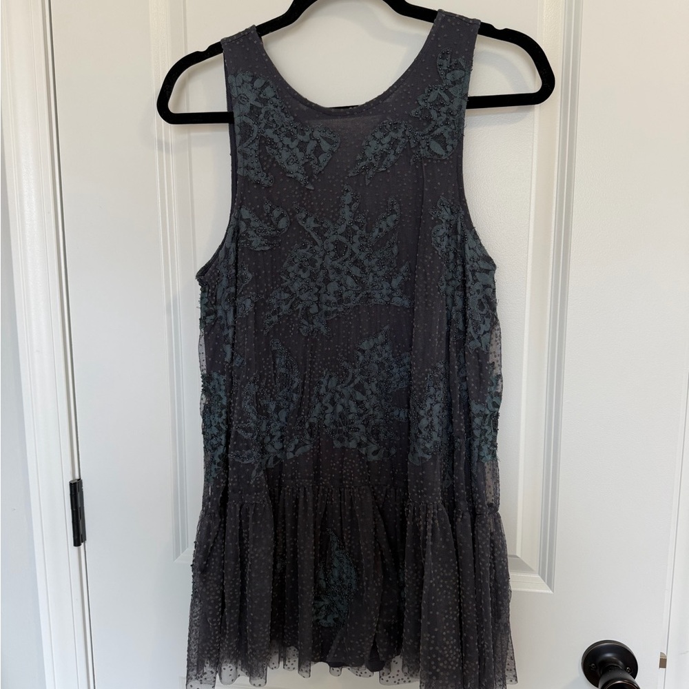 Elegant beaded tank with Lace Overlay